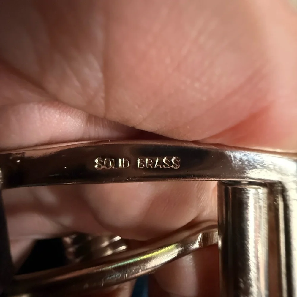 Ralph Lauren Solid Brass Buckle Genuine Leather Belt Black Size Large (39.5”)